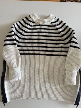 Kate Spade New York Live Colorfully  Cream and Navy Striped knit sweater. Size S